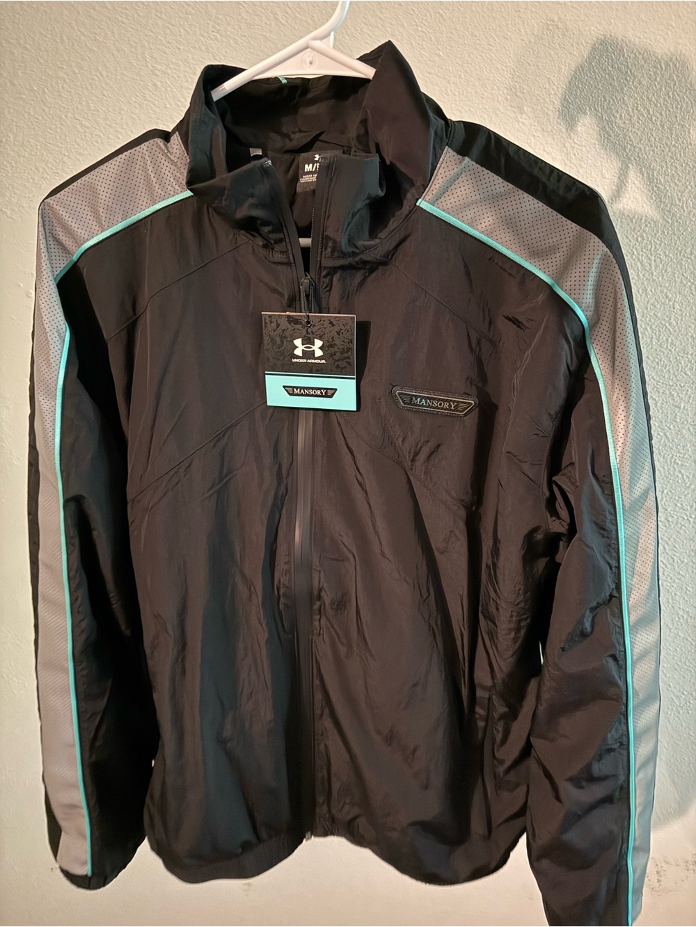 Under Armour Black Windbreaker Jacket with Teal Trim